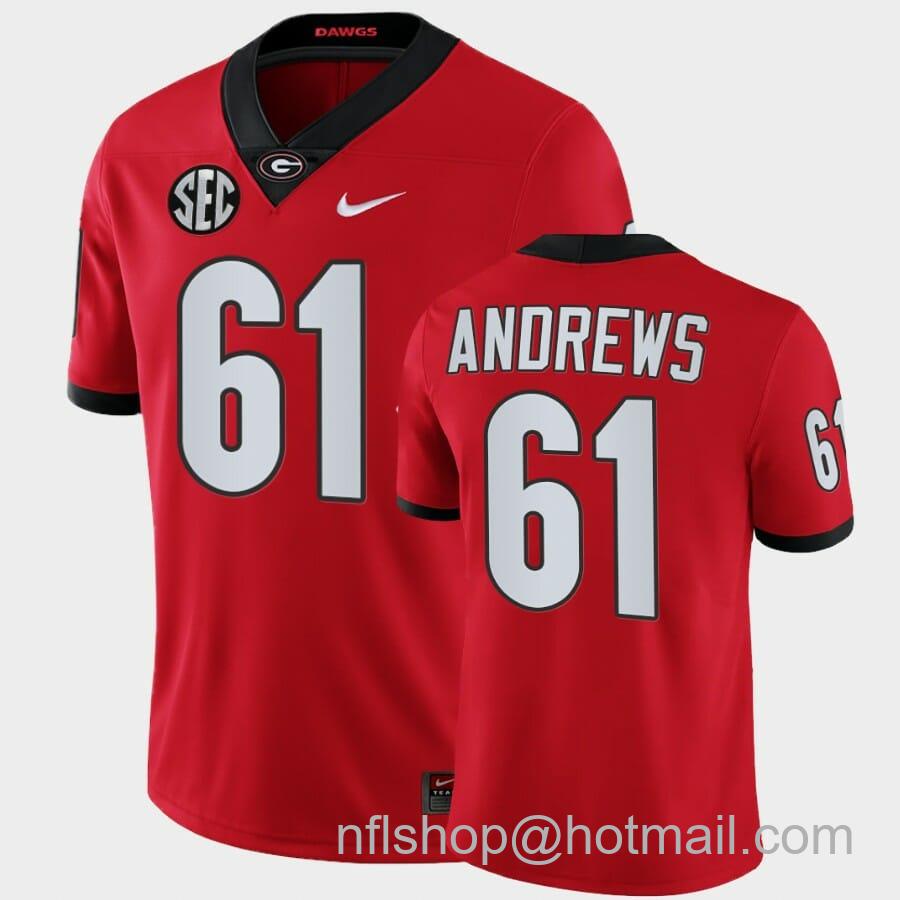 Men's Nike Georgia Bulldogs #61 David Andrews Red College Football Alumni Jersey