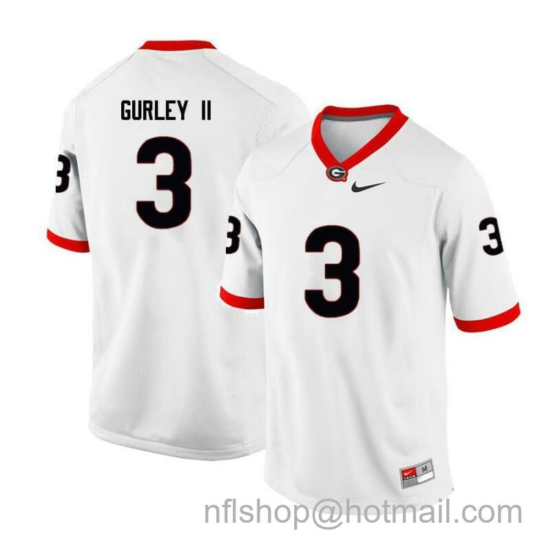 Men's Nike Georgia Bulldogs #3 Todd Gurley II College Football Jersey Limited White