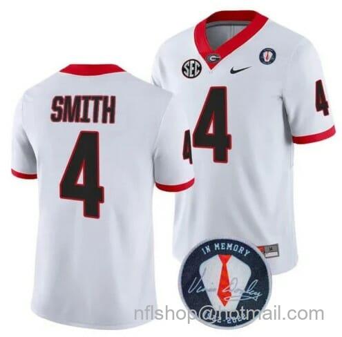 Men's Nike Georgia Bulldogs Nolan Smith #4 Jersey Honoring Vince Dooley Patch White