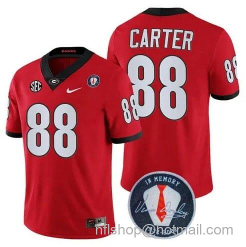 Men's Nike Georgia Bulldogs Jalen Carter #88 Jersey Honoring Vince Dooley Patch Red