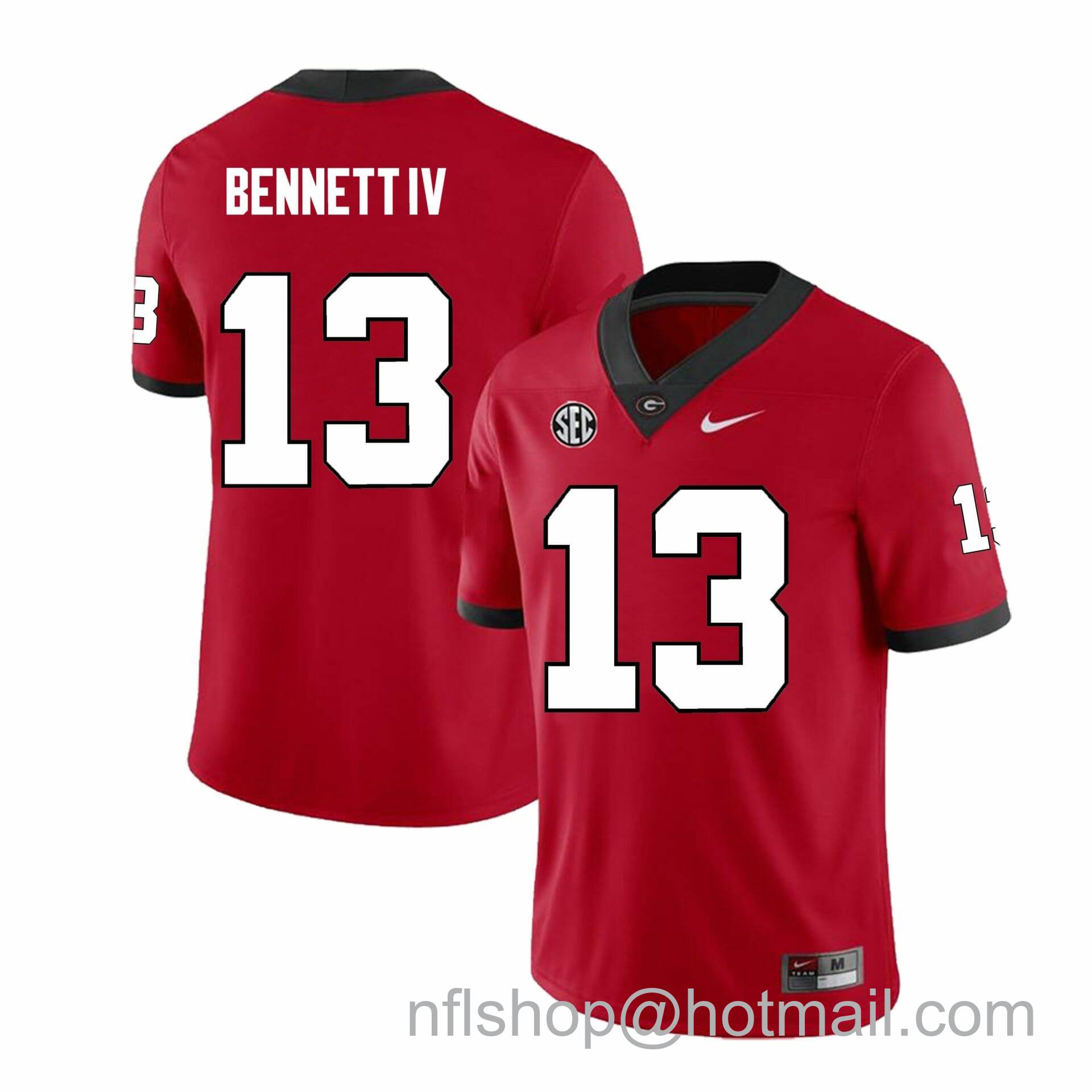 Men's Nike Georgia Bulldogs Stetson Bennett IV Jersey #13 College Football Game Red