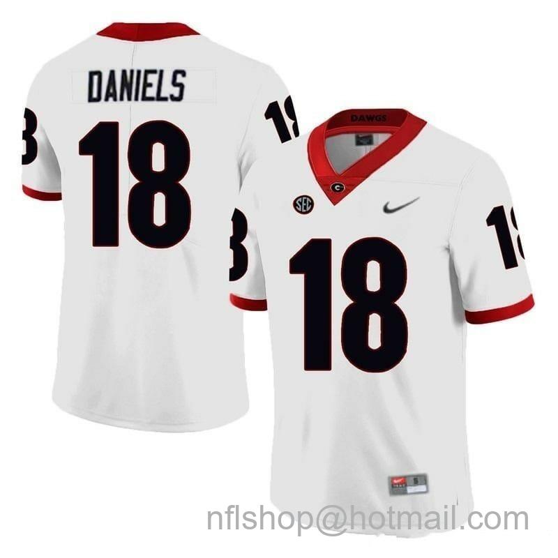 Men's Nike Georgia Bulldogs #18 Jt Daniels NCAA College Football Jersey White