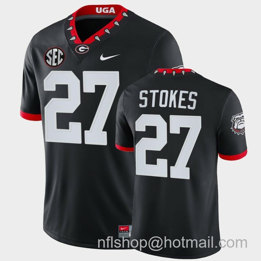 Men's Nike Georgia Bulldogs #27 Eric Stokes Black Mascot 100th Anniversary Alumni Jersey