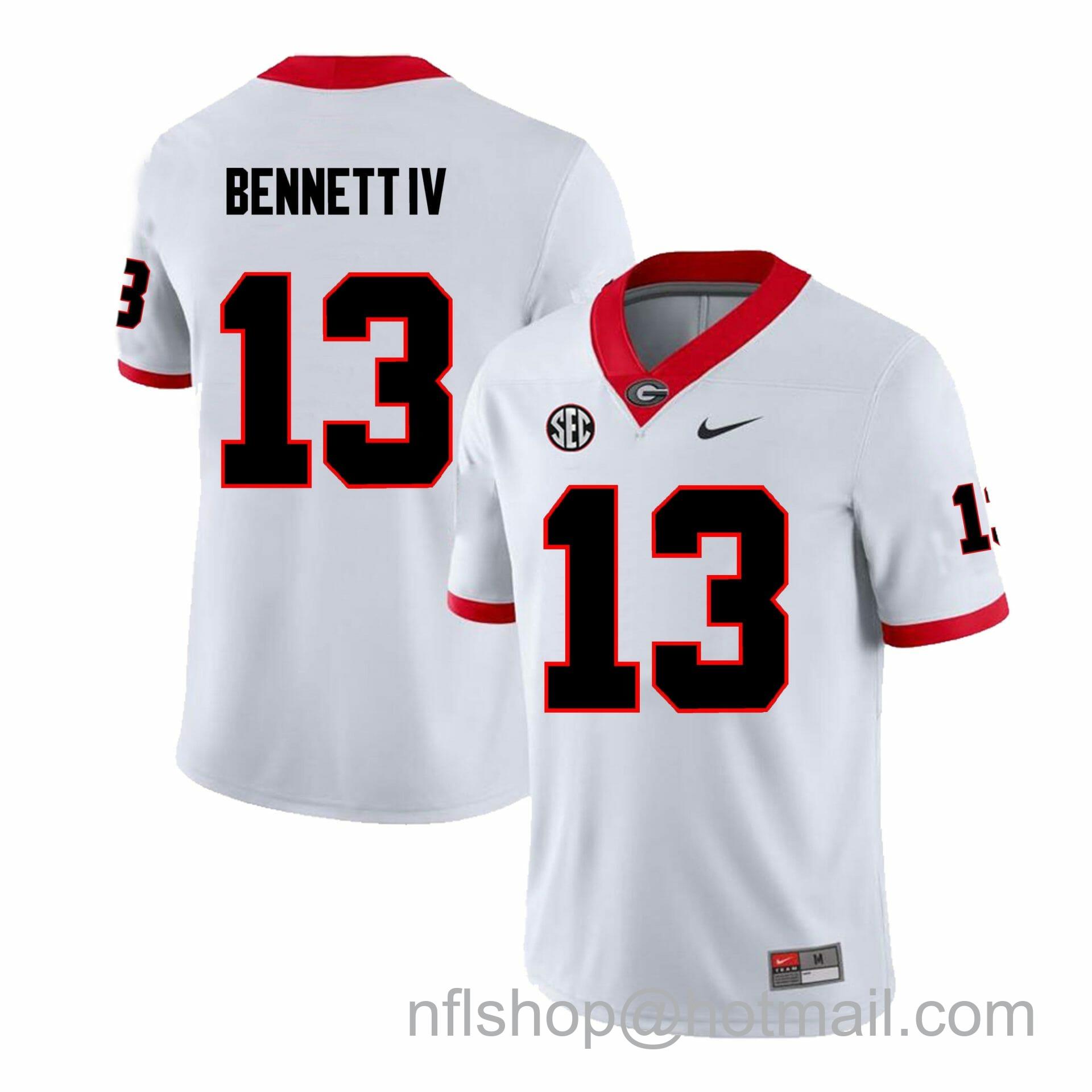 Men's Nike Georgia Bulldogs Stetson Bennett IV Jersey #13 College Football Game White