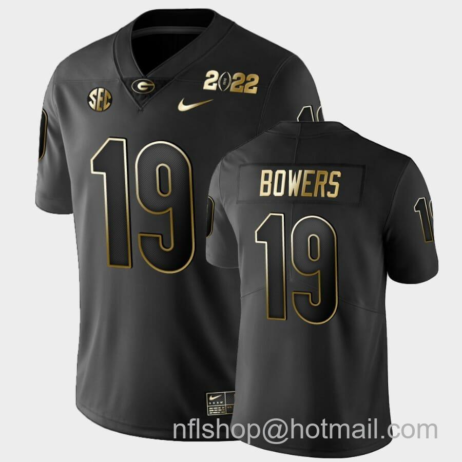 Men's Nike Georgia Bulldogs #19 Brock Bowers Jersey Black 2021 National Champions Golden