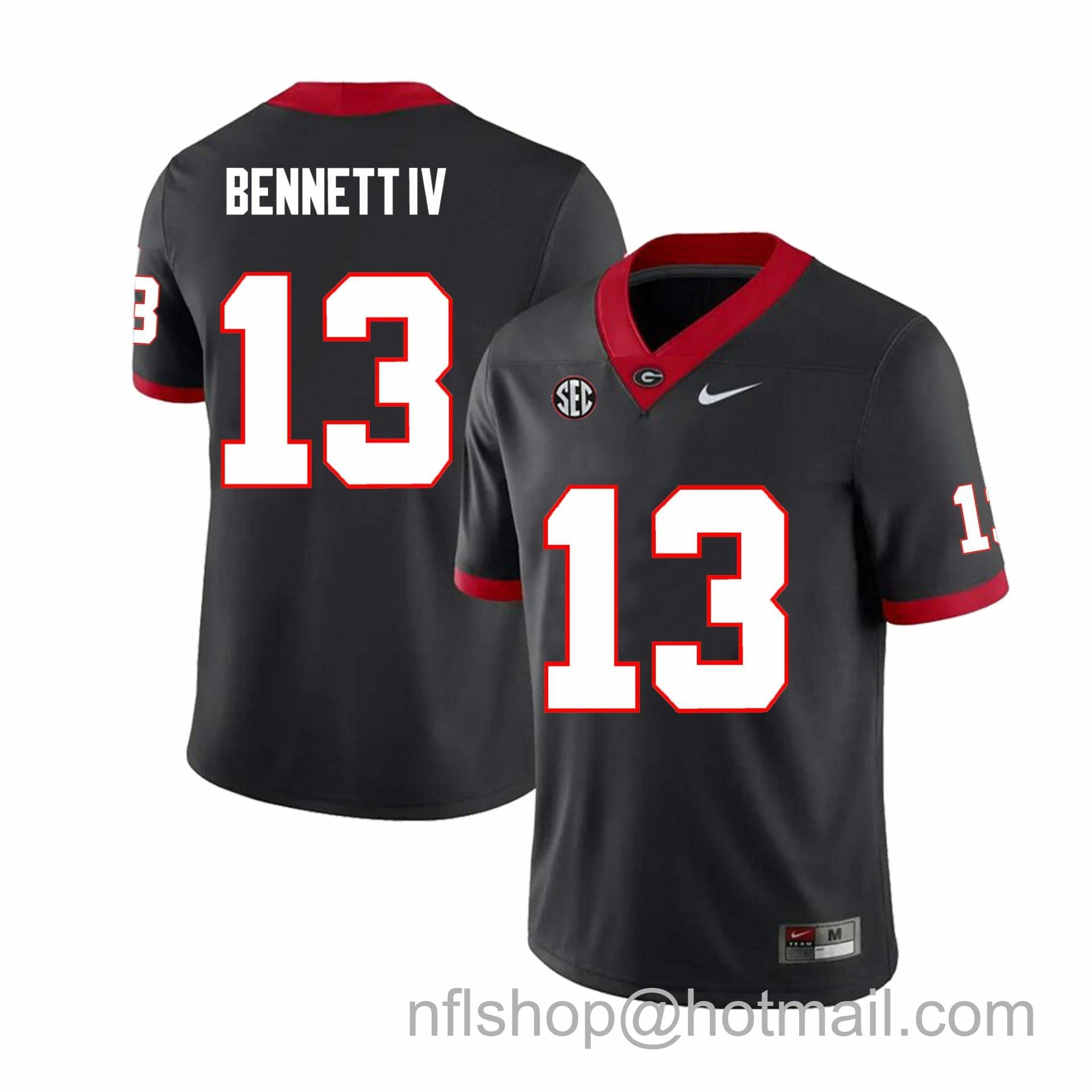 Men's Nike Georgia Bulldogs Stetson Bennett IV Jersey #13 College Football Game Black