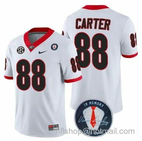 Men's Nike Georgia Bulldogs Jalen Carter #88 Jersey Honoring Vince Dooley Patch White