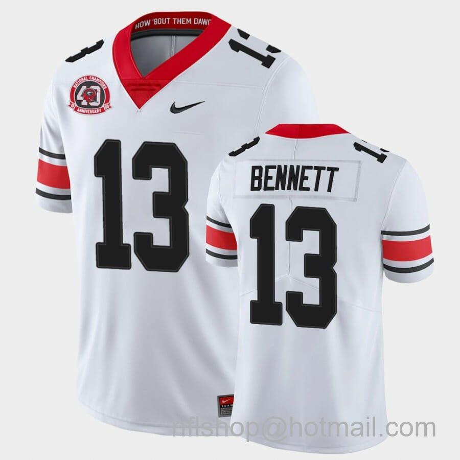 Men's Nike Bulldogs Bennett Jersey #13 White College Football 40th Anniversary Alternate