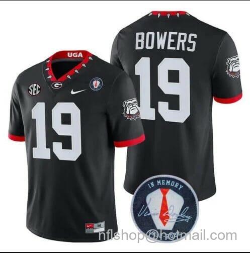 Men's Nike Georgia Bulldogs Brock Bowers Jersey #19 Honoring Vince Dooley Patch Black