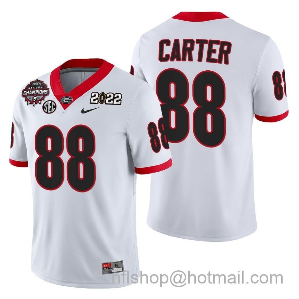 Men's Nike Georgia Bulldogs #88 Jalen Carter 2021-22 CFP National Champions White Jersey