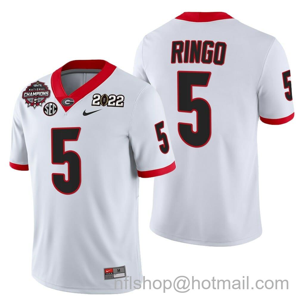 Men's Nike Kelee Ringo Jersey Georgia Bulldogs #5 2021-22 CFP National Champions White