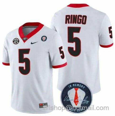 Men's Nike Georgia Bulldogs Kelee Ringo Jersey #5 Honoring Vince Dooley Patch White