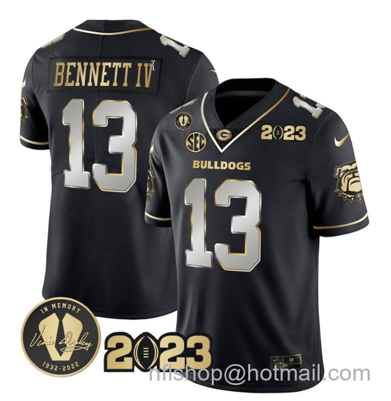 Men's Nike Stetson Bennett Jersey #13 Georgia Bulldogs Football Black Limited All Stitched