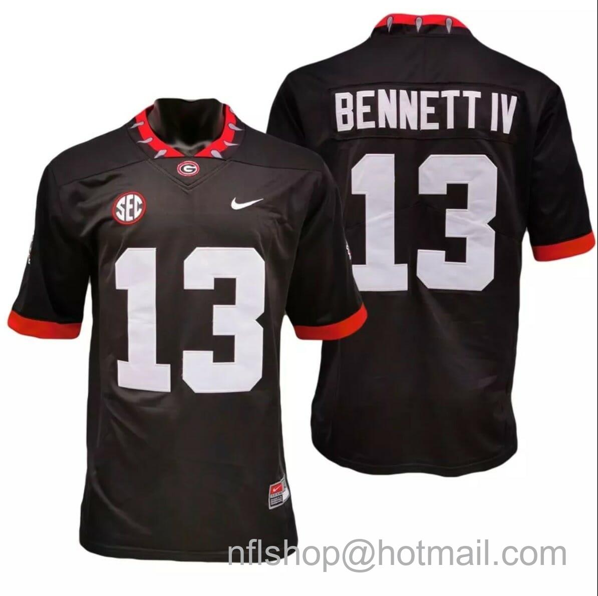 Men's Nike Stetson Bennett IV Jersey #13 Georgia Bulldogs Game College Football Black