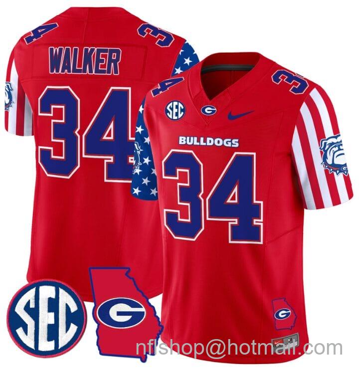 Men's Nike Herschel Walker Jersey #34 Georgia Bulldogs American Style Vapor Limited Football Stitched Red