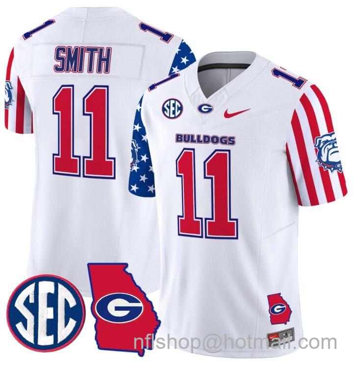 Men's Nike Arian Smith Jersey #11 Georgia Bulldogs American Style Vapor Limited Football Stitched White