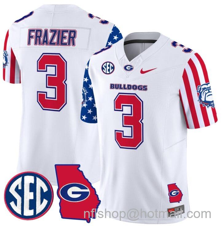 Men's Nike Nate Frazier Jersey #3 Georgia Bulldogs American Style Vapor Limited Football Stitched White