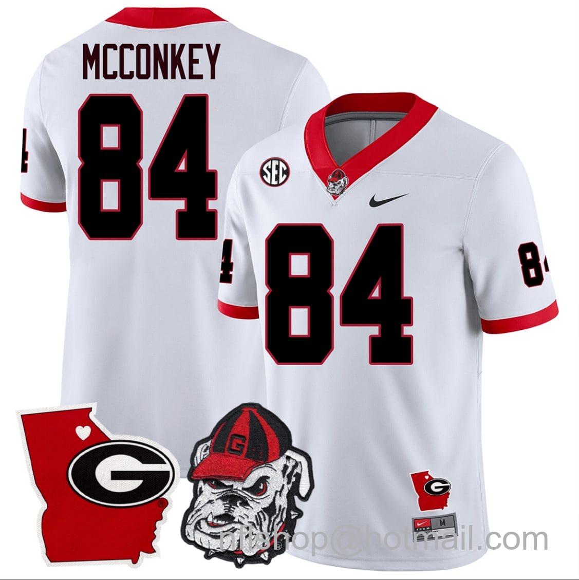 Men's Nike Ladd McConkey Jersey #84 Georgia Bulldogs Georgia State Map College Football Stitched White