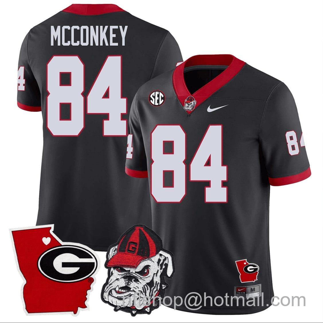 Men's Nike Ladd McConkey Jersey #84 Georgia Bulldogs Georgia State Map College Football Stitched Black