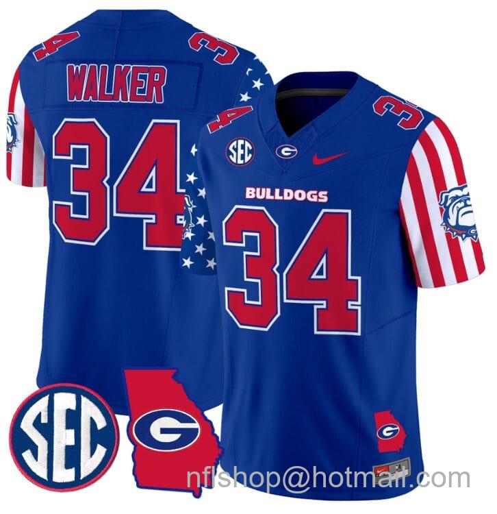 Men's Nike Herschel Walker Jersey #34 Georgia Bulldogs American Style Vapor Limited Football Stitched Royal