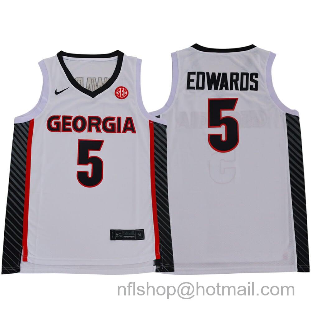 Men's Nike Georgia Bulldogs #5 Anthony Edwards NCAA Basketball Jersey Red Black White