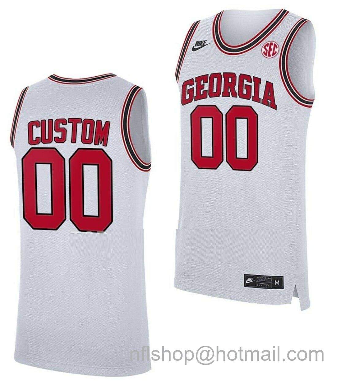 Men's Nike Custom Georgia Bulldogs Jersey Name And Number College Basketball Home White