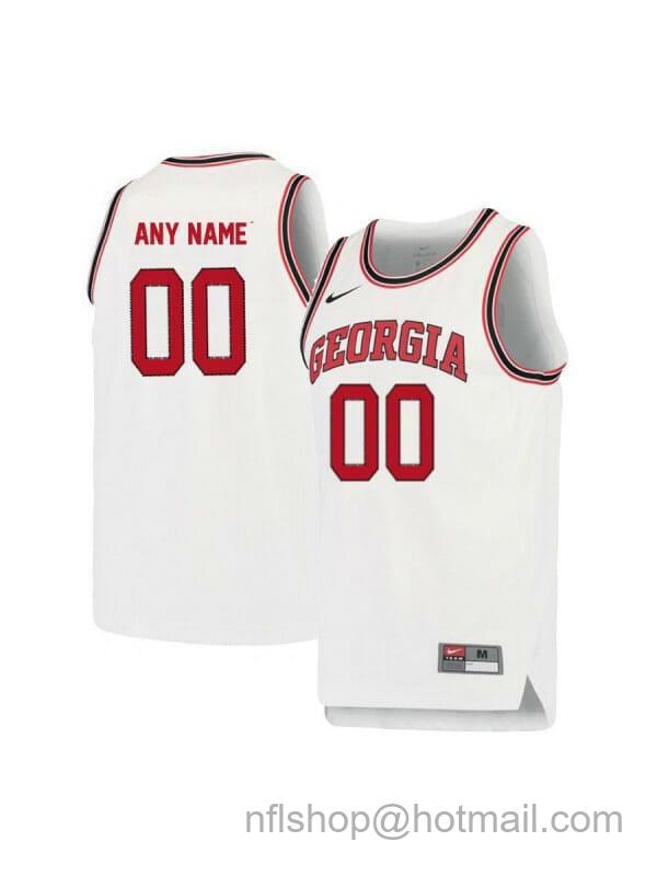 Men's Nike Custom Georgia Bulldogs Jersey College Basketball Name and Number Elite White Retro