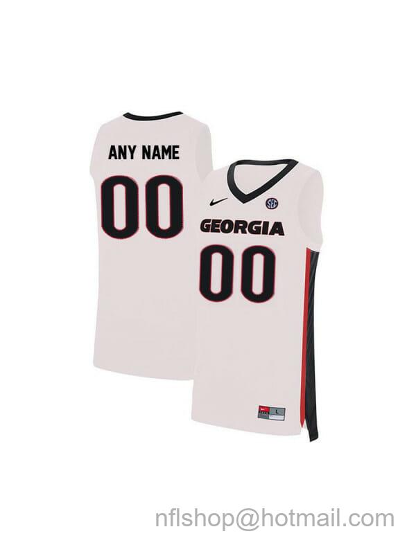 Men's Nike Custom Georgia Bulldogs Jersey College Basketball Name and Number Elite White