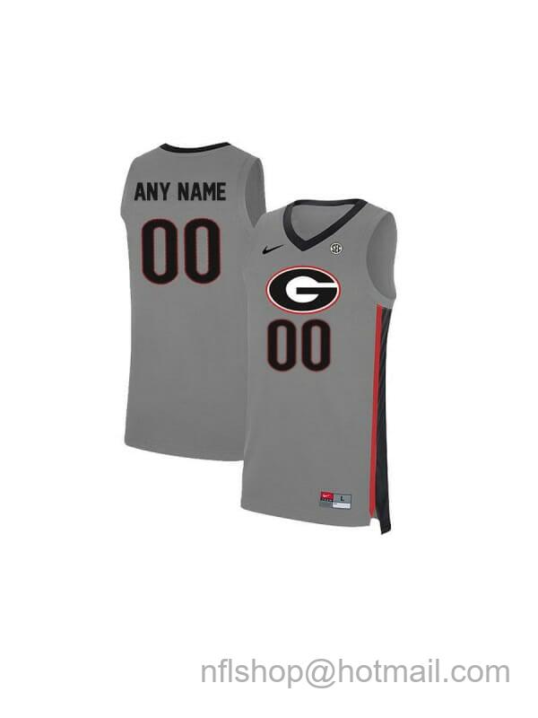 Men's Nike Custom Georgia Bulldogs Jersey College Basketball Name and Number Elite Gray