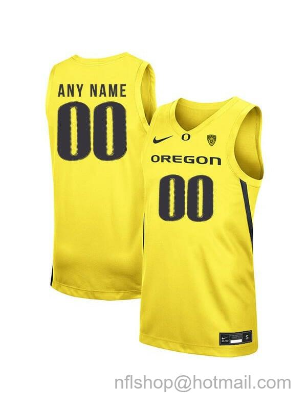 Men's Nike Custom Oregon Ducks Jersey College Basketball Name and Number Elite Yellow