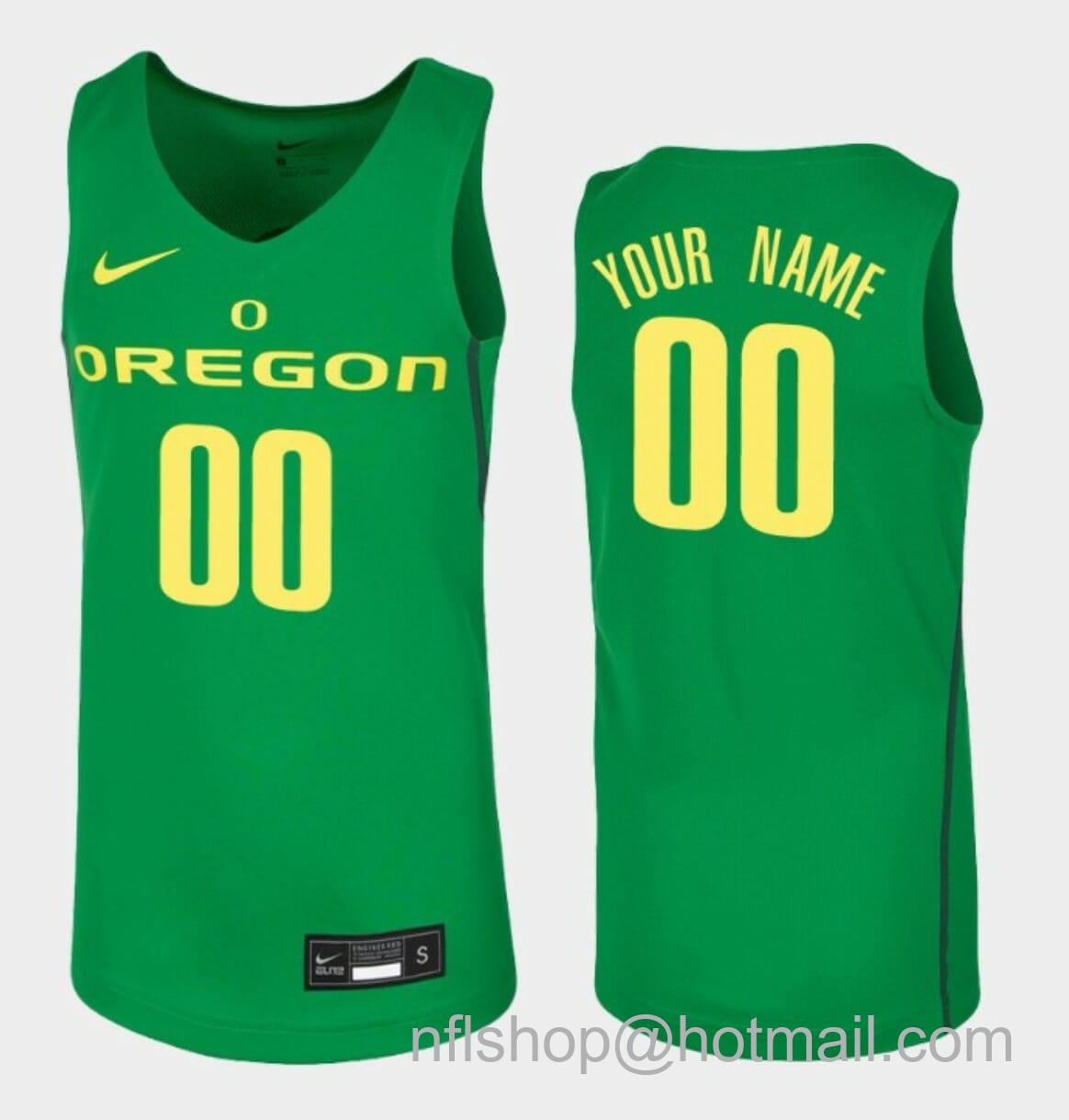 Men's Nike Custom Oregon Ducks Jersey Name and Number College Basketball Kelly Green