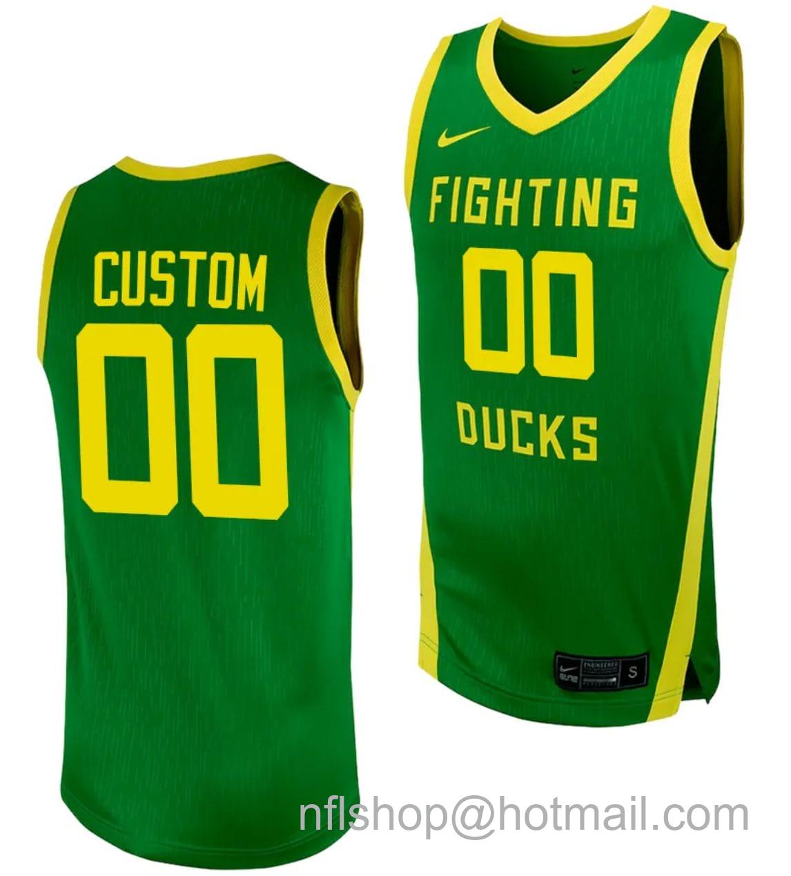 Men's Nike Custom Oregon Ducks Jersey Name and Number Replica College Basketball uniform Green