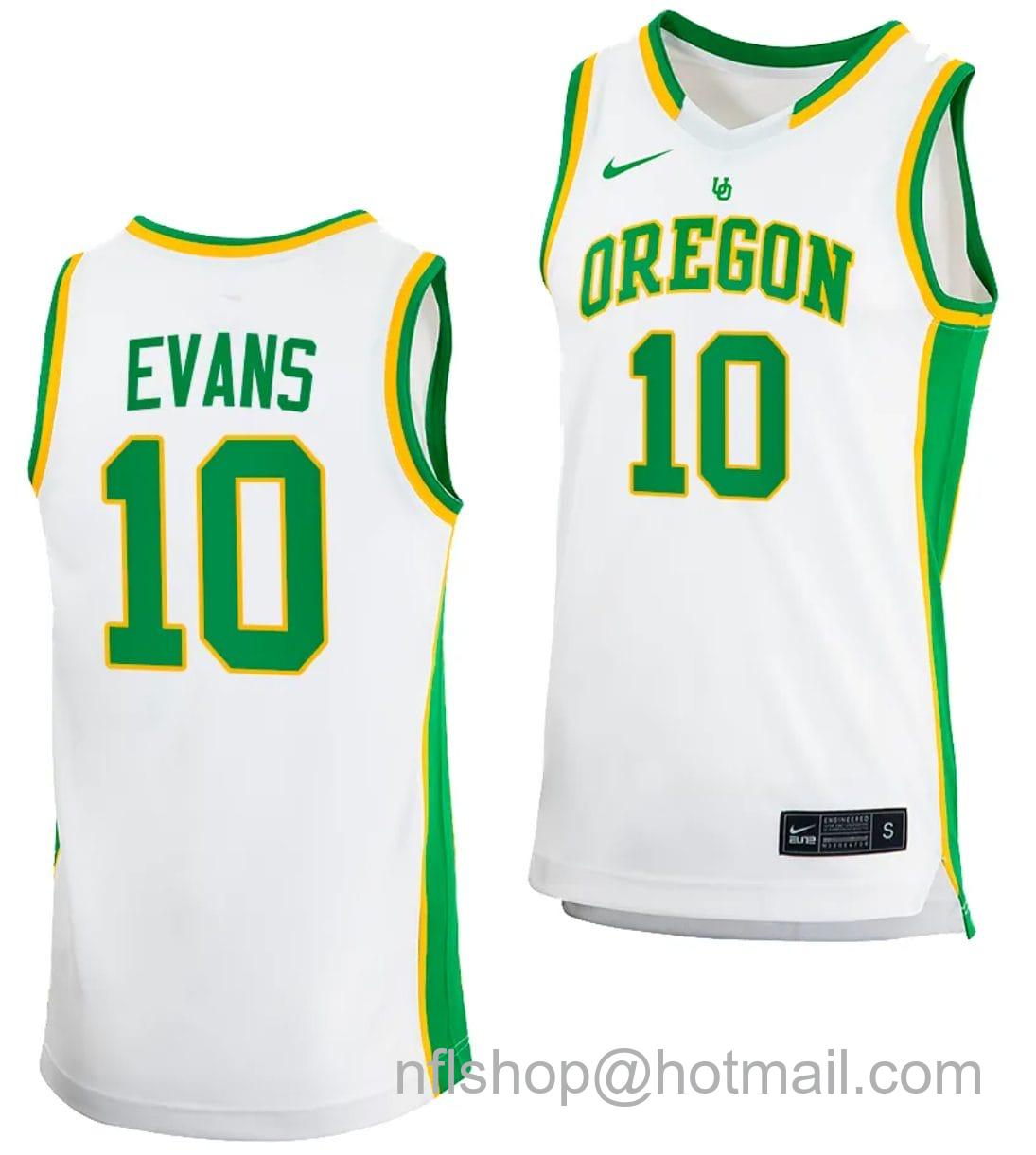 Men's Nike Kwame Evans Jersey #10 Oregon Ducks 2023-24 College Basketball uniform White