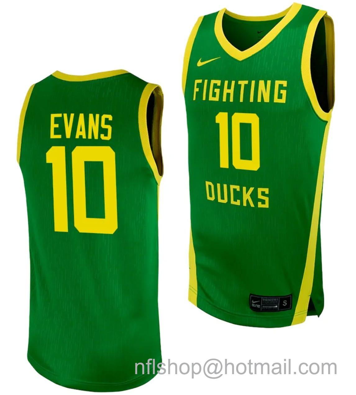 Men's Nike Kwame Evans Jersey #10 Oregon Ducks Replica College Basketball uniform Green