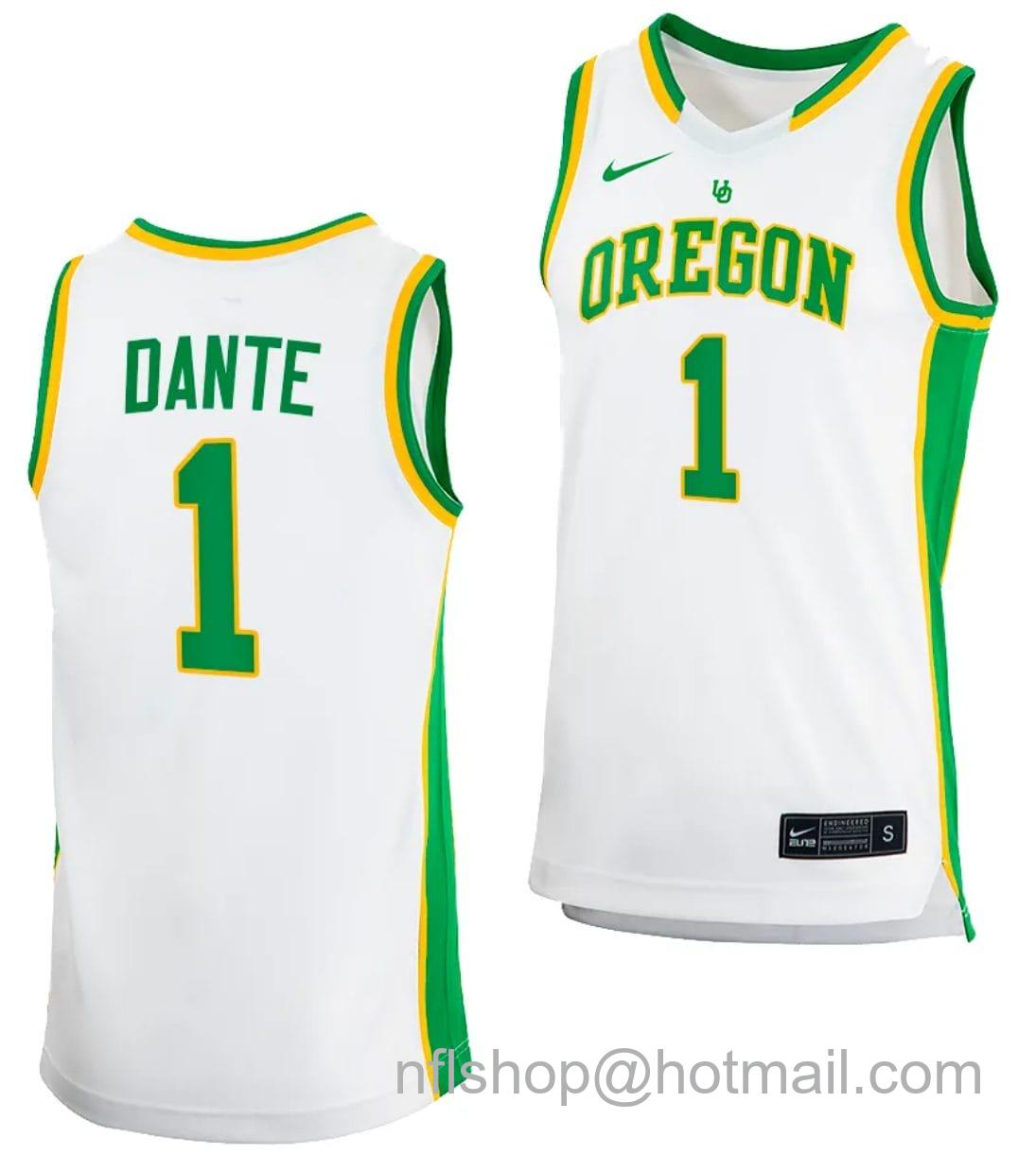 Men's Nike N'Faly Dante Jersey #1 Oregon Ducks 2023-24 College Basketball uniform White