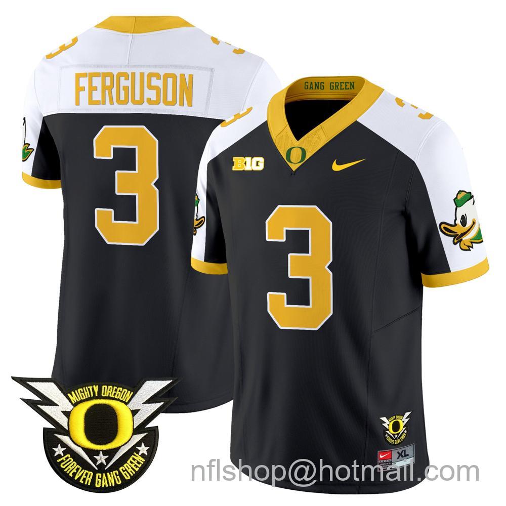 Men's Nike Oregon Ducks #3 Terrance Ferguson 2024 Big Ten Patch Forever Gang Green Vapor Limited Stitched College Football Jersey - Black Alternate