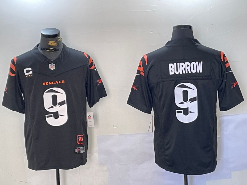 Men's Cincinnati Bengals #9 Joe Burrow Limited Black Fashion FUSE Jersey