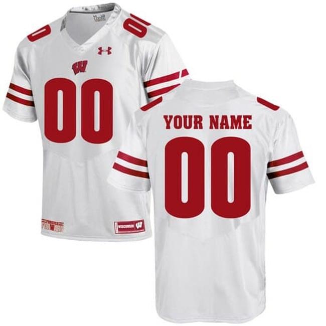 Men's Wisconsin Badgers Football Jersey Custom White College