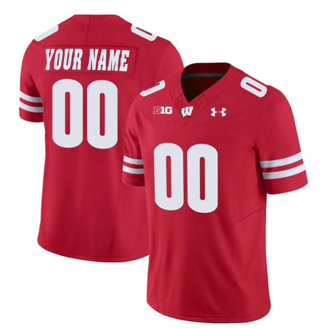 Men's Custom Wisconsin Badgers Jersey Name and Number Vapor Limited College Football Red