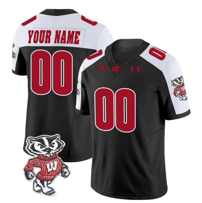 Men's Custom Wisconsin Badgers Jersey Name and Number Vapor Limited College Football Black Alternate