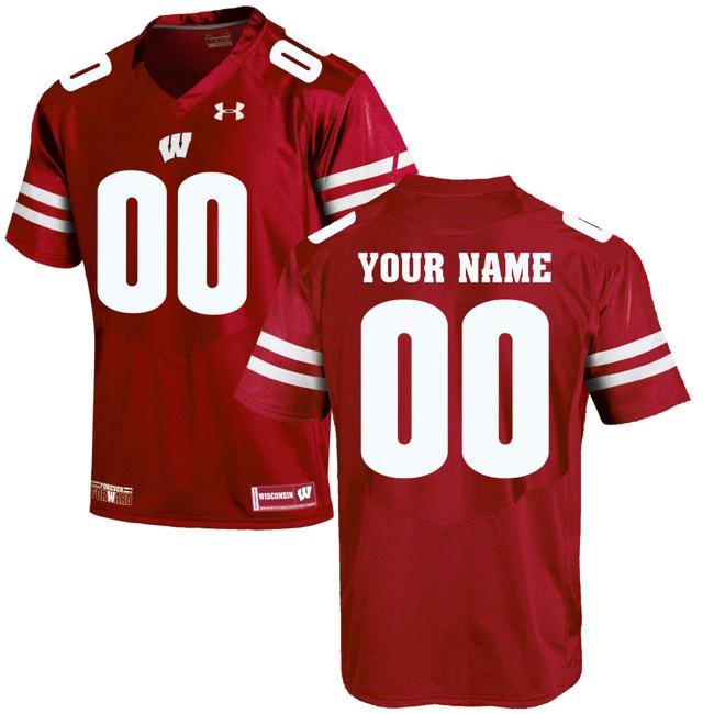 Men's Wisconsin Badgers Custom Jersey Name Number College Football Red