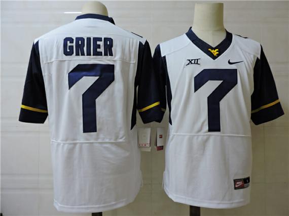 Men's West Virginia Mountaineers #7 Will Grier College Football Jersey White_1