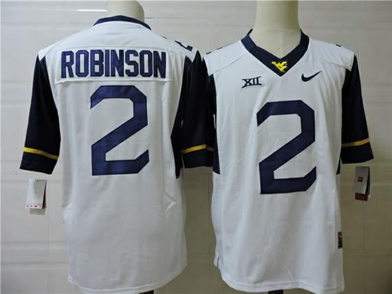 Men's West Virginia Mountaineers #2 Robinson College Football Jersey White_1