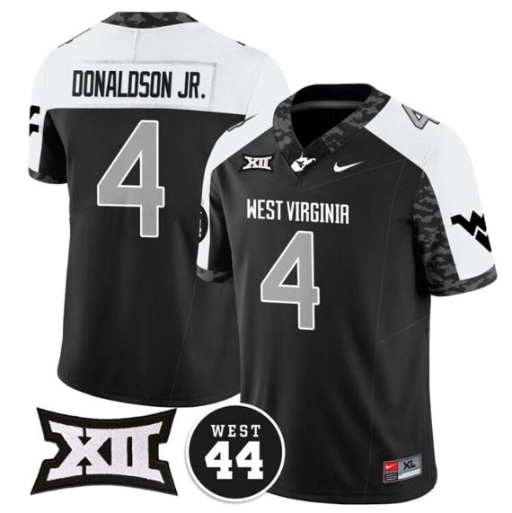 Men's CJ Donaldson Jr Jersey #4 West Virginia Mountaineers 2024 Vapor Limited Football Honor Jerry West Stitched Alternate_1