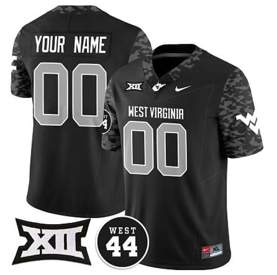 Men's Custom West Virginia Mountaineers Jersey Name and Number 2024 Vapor Limited Football Honor Jerry West Stitched Coal_1