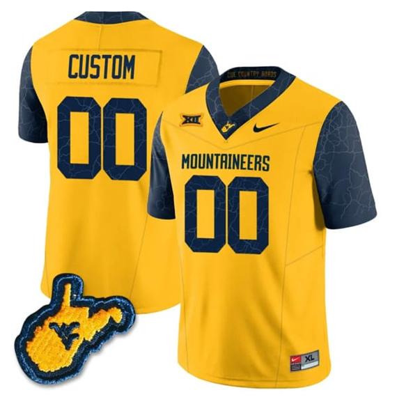 Men's Custom West Virginia Mountaineers Jersey Name and Number College Football Country Roads All Stitched_1