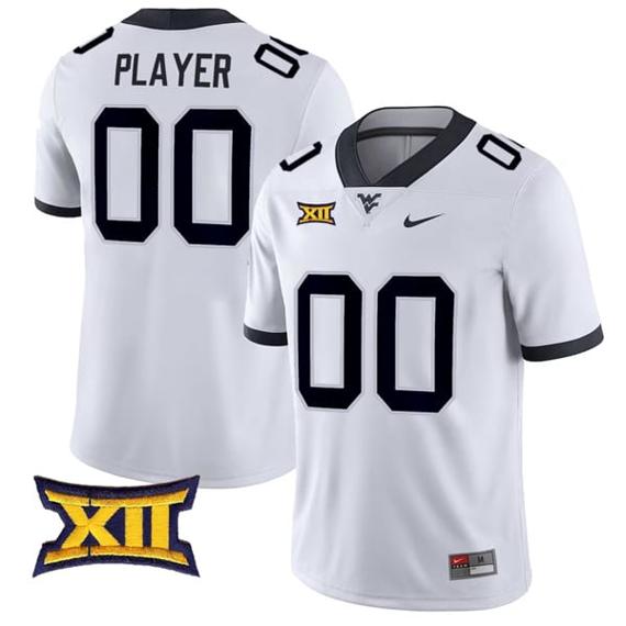 Men's Custom West Virginia Mountaineers Jersey Name and Number College Football White All Stitched_1