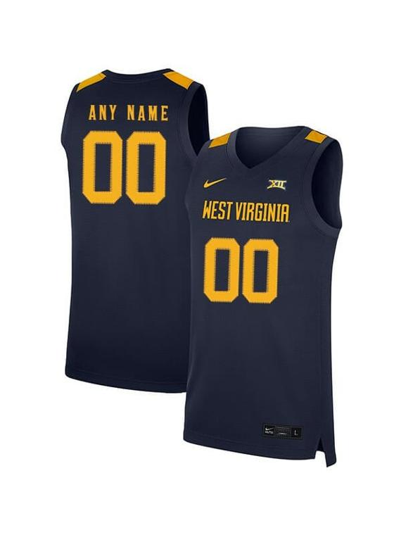 Men's Custom West Virginia Mountaineers Jersey College Basketball Name and Number Elite Navy_1