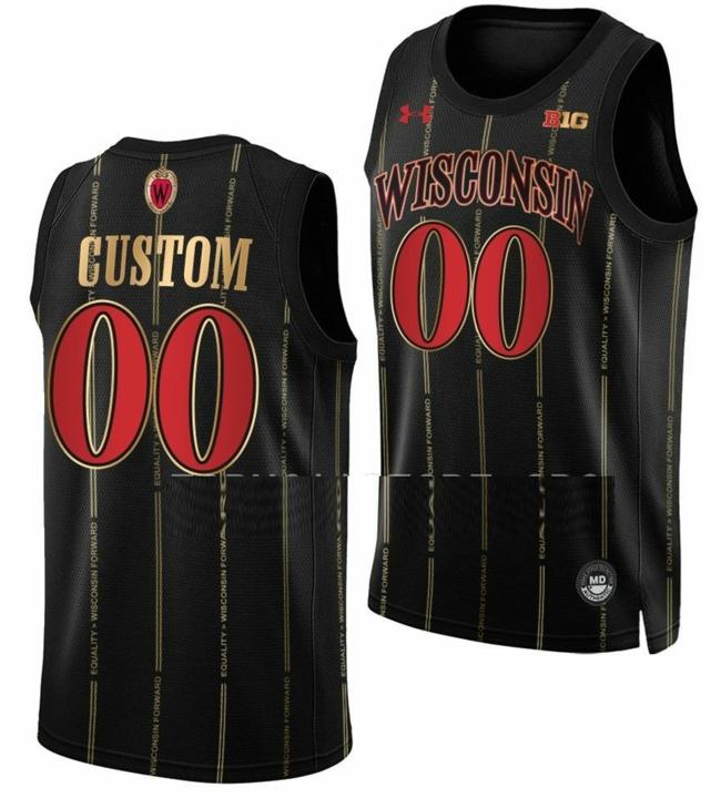 Men's Custom Wisconsin Badgers Jersey Name and Number College Basketball Black