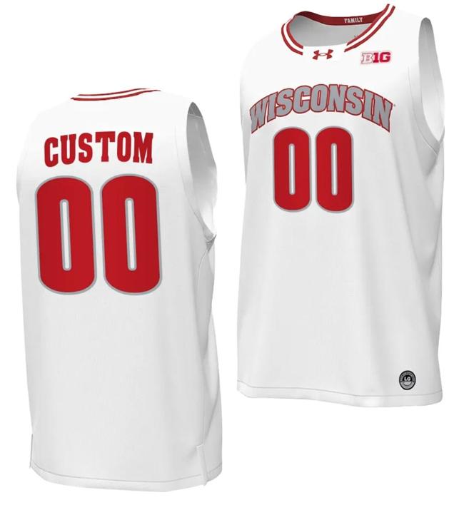 Men's Custom Wisconsin Badgers Jersey Name and Number By the Players College Basketball 2023-24 White